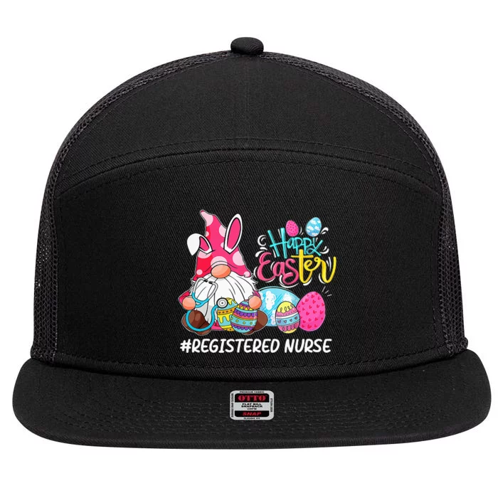 Funny Gnome Bunny Love Registered Nurse Easter Christians 7 Panel Mesh Trucker Snapback Hat