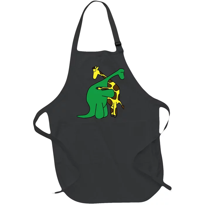 Funny Good Boy Dinosaur Hugging a Giraffe Movie Fan Gift Full-Length Apron With Pocket