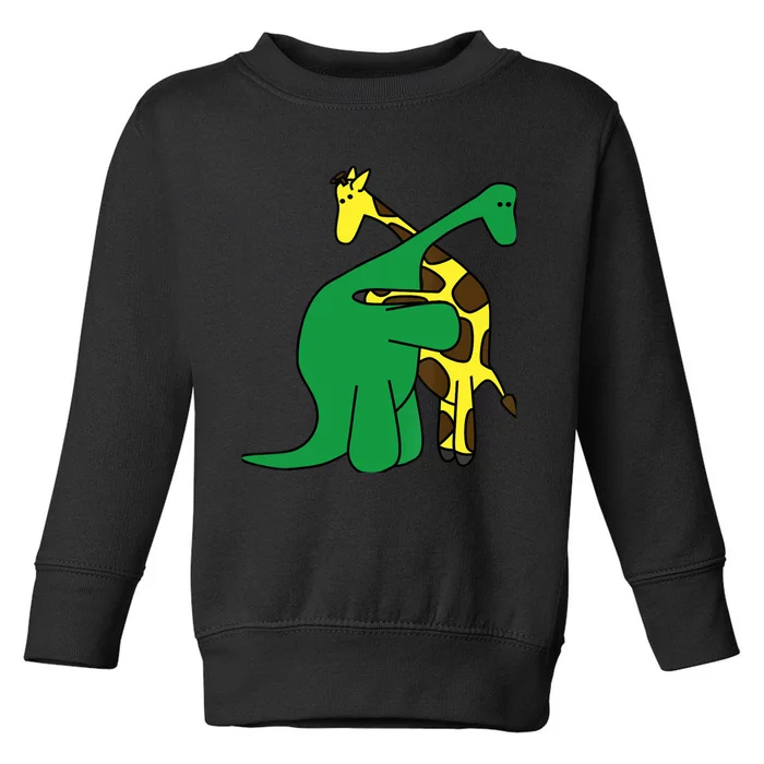 Funny Good Boy Dinosaur Hugging a Giraffe Movie Fan Gift Toddler Sweatshirt