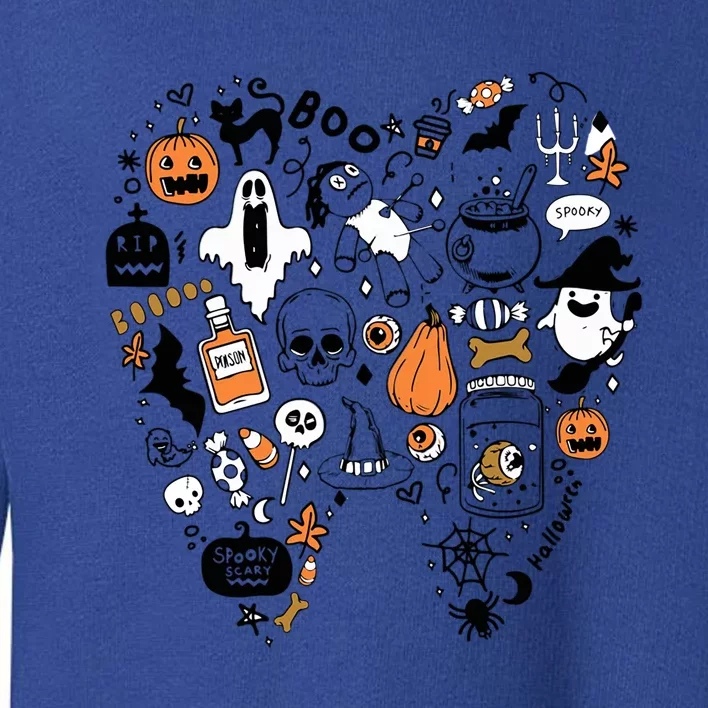 Funny Ghosts Boo Pumpkin Teeth Dental Hygiene Halloween Days Cool Gift Toddler Sweatshirt