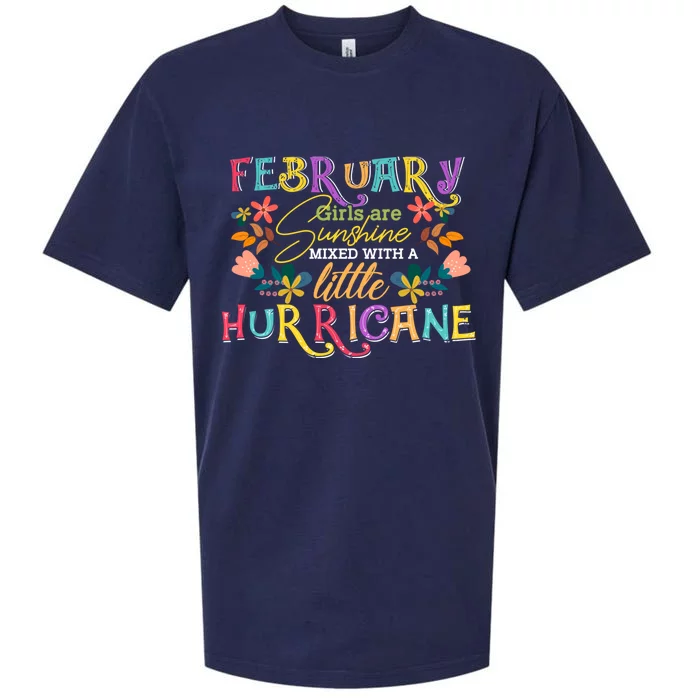 February Girls Birthday Funny Sunshine Mixed Hurricane Gift Sueded Cloud Jersey T-Shirt