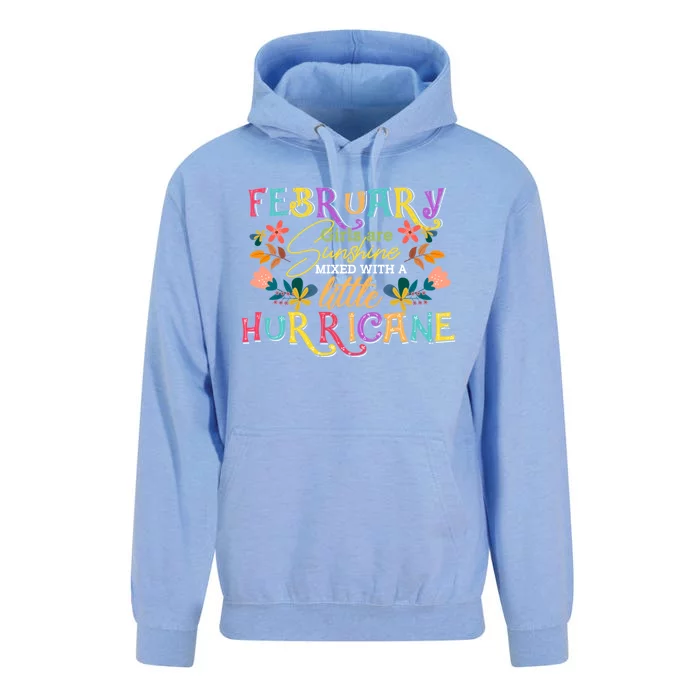 February Girls Birthday Funny Sunshine Mixed Hurricane Gift Unisex Surf Hoodie