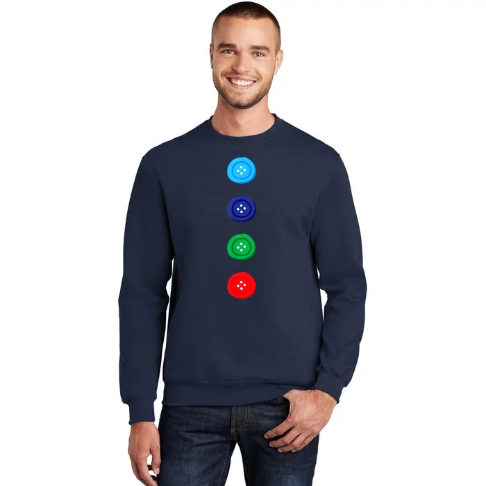 Four Groovy Buttons Blue Cat Funny Halloween Costume Tall Sweatshirt