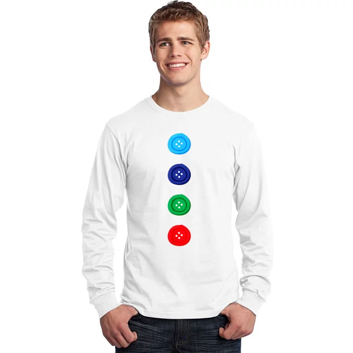 Four Groovy Buttons Blue Cat Funny Halloween Costume Tall Long Sleeve T-Shirt