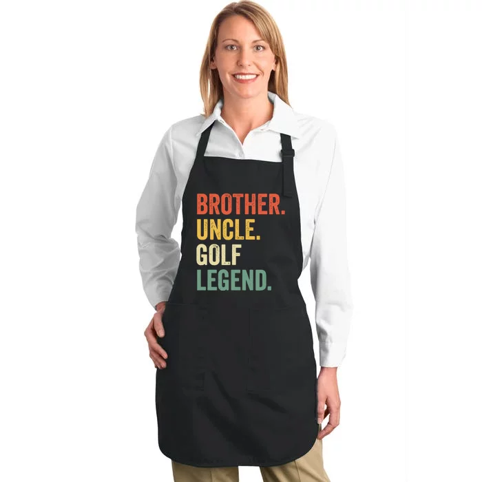 Funny Golfer Brother Uncle Golf Legend Golfing Vintage Full-Length Apron With Pocket