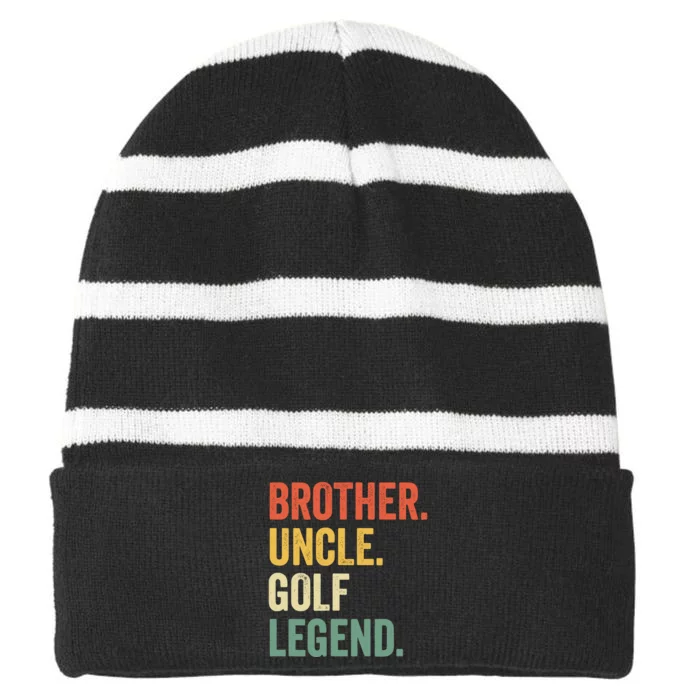 Funny Golfer Brother Uncle Golf Legend Golfing Vintage Striped Beanie with Solid Band