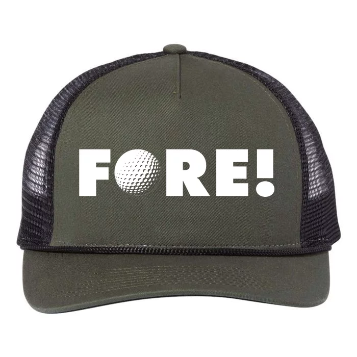 Fore Golf Ball Golf Lover Retro Rope Trucker Hat Cap