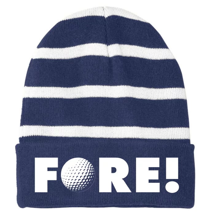 Fore Golf Ball Golf Lover Striped Beanie with Solid Band