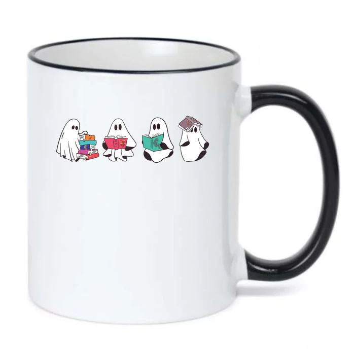 Funny Ghost Book Reading Halloween Books Lover Teacher Black Color Changing Mug