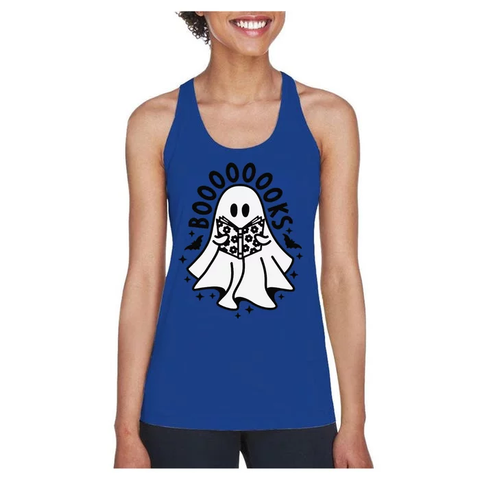 Funny Ghost Book Reading Halloween Books Lover Teacher Women's Racerback Tank