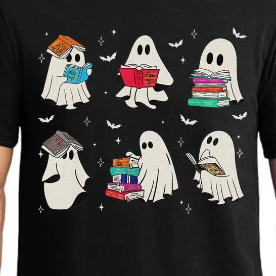 Funny Ghost Book Reading Halloween Books Lover Teacher Pajama Set