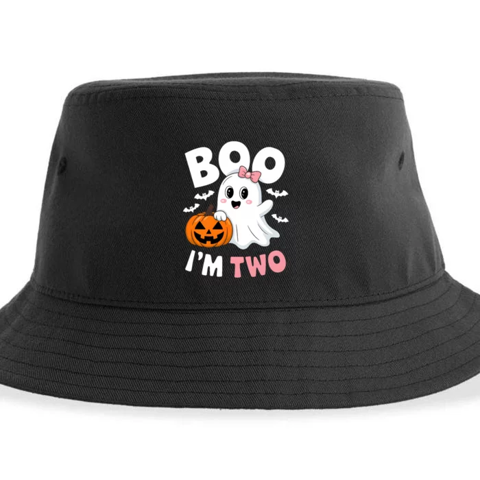 Funny Ghost Boo Im Two Years 2nd Birthday Halloween Sustainable Bucket Hat