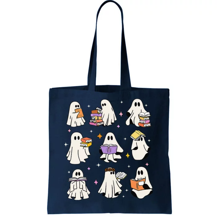 Funny Ghost Book Reading Halloween Books Lover Gift Tote Bag