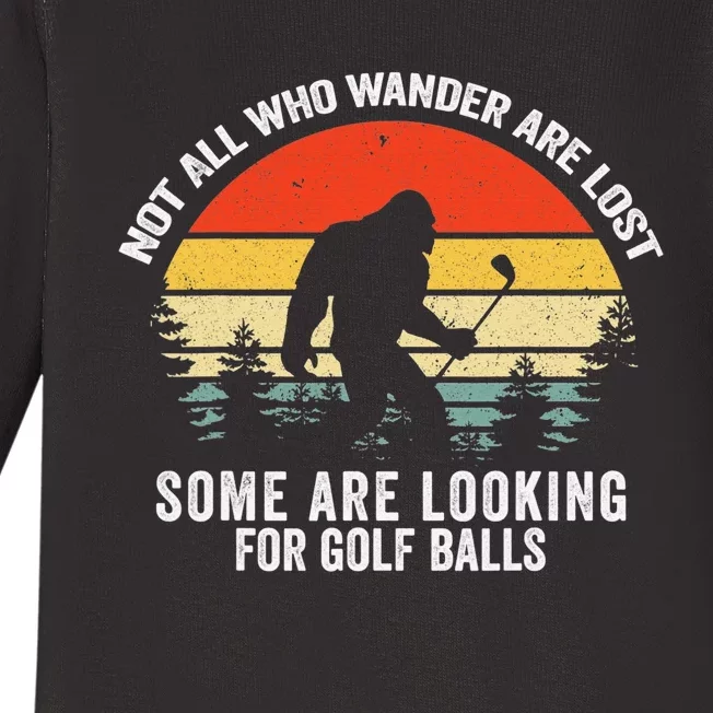 Funny Golfing Bigfoot Some Are Looking For Their Balls Golf Baby Long Sleeve Bodysuit