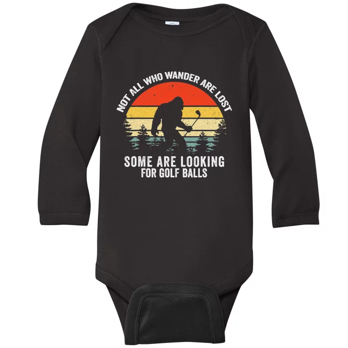 Funny Golfing Bigfoot Some Are Looking For Their Balls Golf Baby Long Sleeve Bodysuit