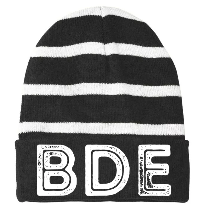 Funny Gift BDE Big Dick Energy Vintage Gift Striped Beanie with Solid Band