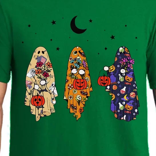 Funny Groovy Boo Ghost Halloween Autumn Fall Boo Boo Squad Pajama Set