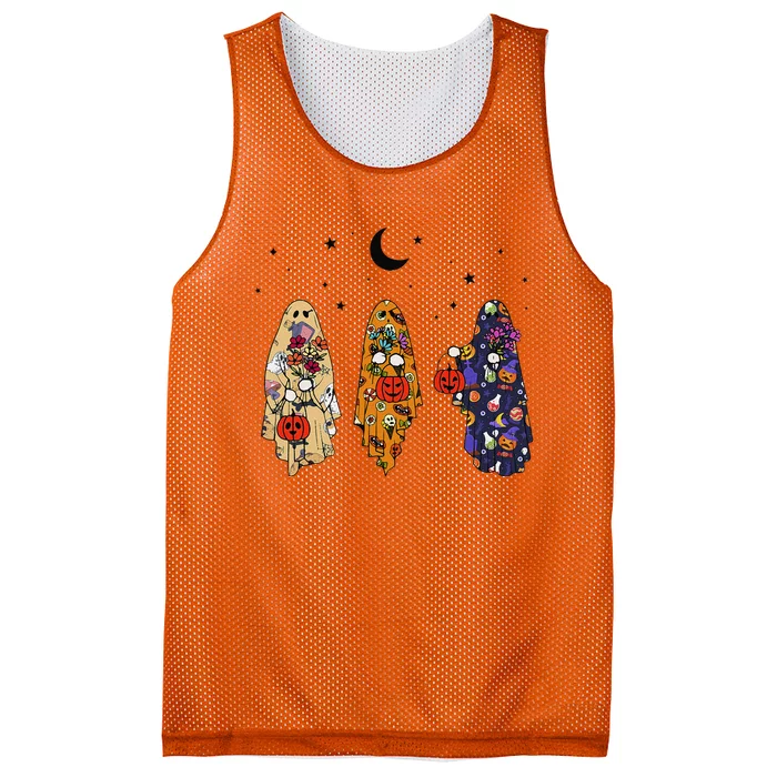 Funny Groovy Boo Ghost Halloween Autumn Fall Boo Boo Squad Mesh Reversible Basketball Jersey Tank