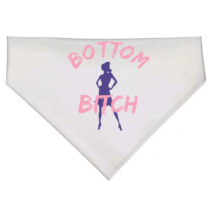 Funny Gift Bottom Bitch Funny Gift And Gift USA-Made Doggie Bandana