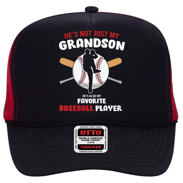 Funny Grandson Baseball Player Grandson Gift From Grandpa Funny Baseball High Crown Mesh Trucker Hat