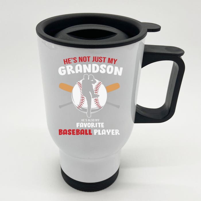 Funny Grandson Baseball Player Grandson Gift From Grandpa Funny Baseball Front & Back Stainless Steel Travel Mug