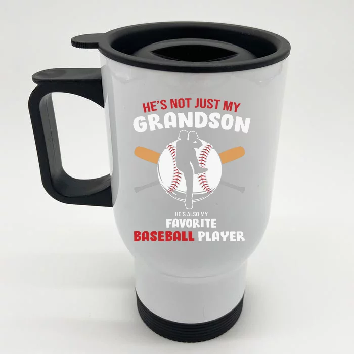 Funny Grandson Baseball Player Grandson Gift From Grandpa Funny Baseball Front & Back Stainless Steel Travel Mug