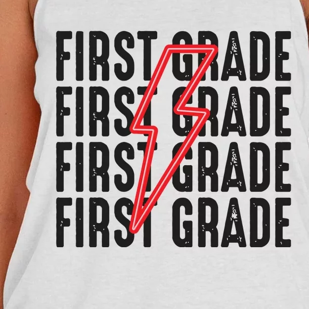 First Grade Back To School Boy 1st Grade Women's Knotted Racerback Tank