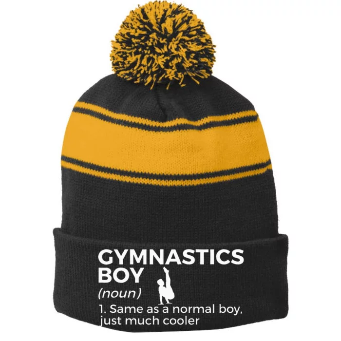 Funny Gymnastics Boy Definition Gymnast Stripe Pom Pom Beanie