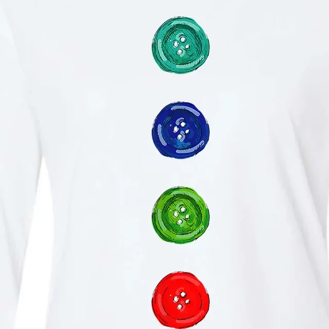 Four Groovy Buttons Blue Halloween Cat Costume Womens Cotton Relaxed Long Sleeve T-Shirt