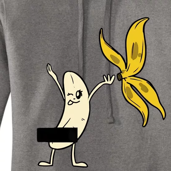 Funny Gift Banana Striptease Censored Naked Women's Pullover Hoodie