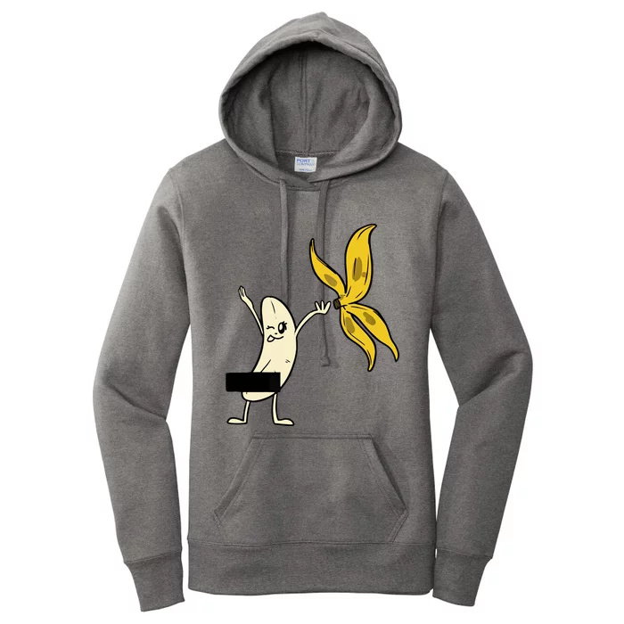 Funny Gift Banana Striptease Censored Naked Women's Pullover Hoodie