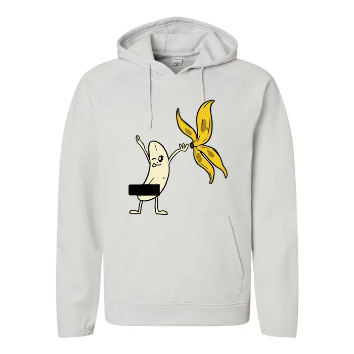 Funny Gift Banana Striptease Censored Naked Performance Fleece Hoodie