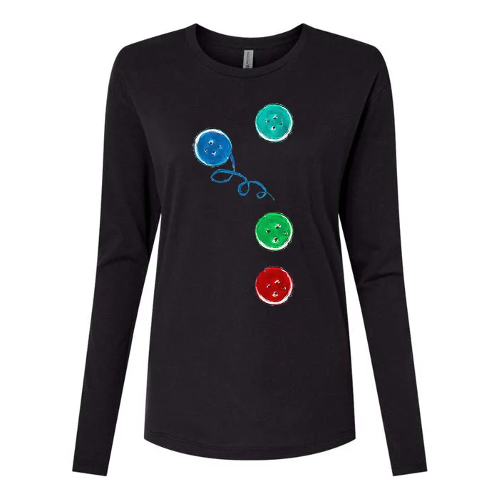 Four Groovy Buttons Blue Cat Funny Halloween Womens Cotton Relaxed Long Sleeve T-Shirt