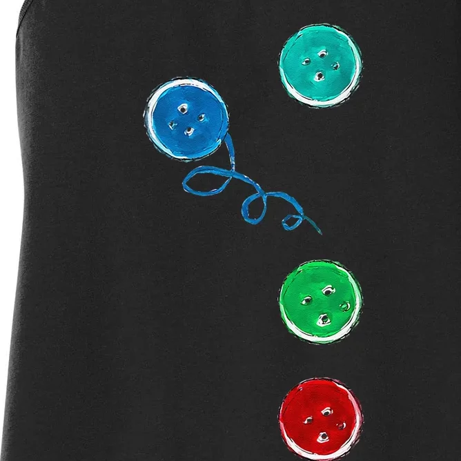 Four Groovy Buttons Blue Cat Funny Halloween Women's Racerback Tank