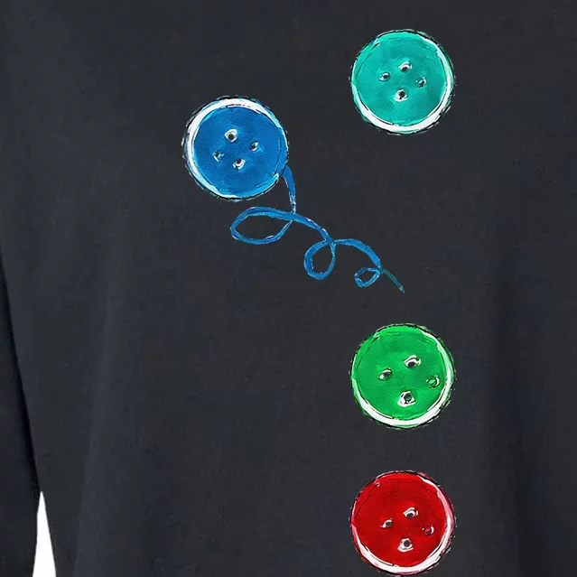 Four Groovy Buttons Blue Cat Funny Halloween Cropped Pullover Crew