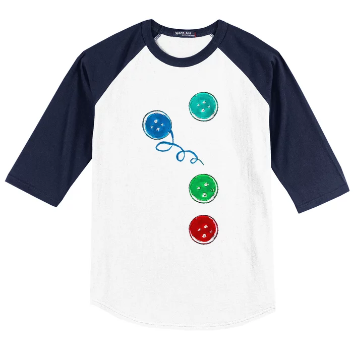 Four Groovy Buttons Blue Cat Funny Halloween Baseball Sleeve Shirt