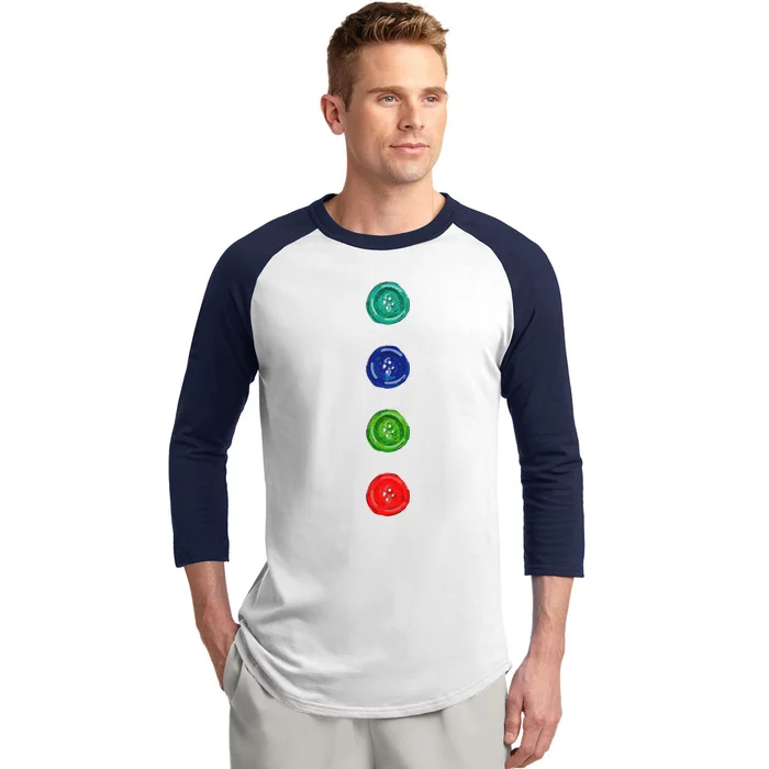 Four Groovy Buttons Blue Cat Funny Halloween Baseball Sleeve Shirt