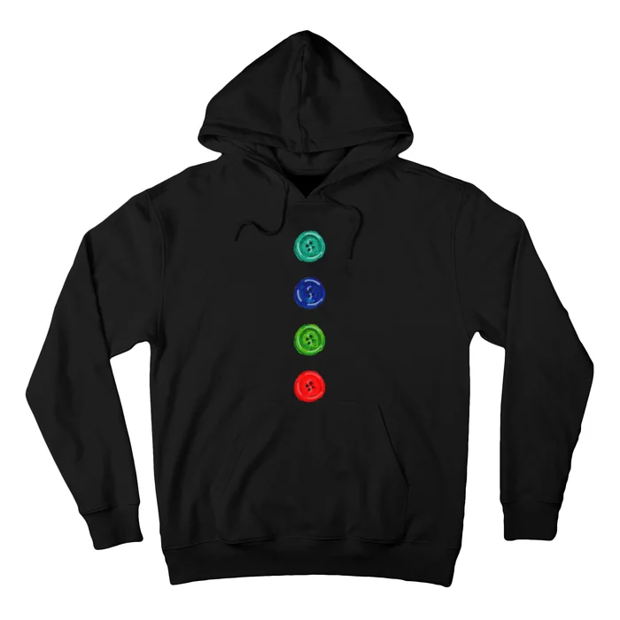 Four Groovy Buttons Blue Cat Hoodie