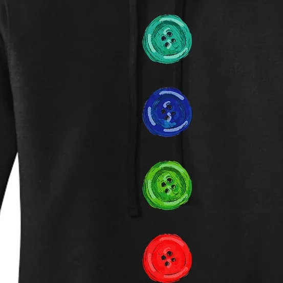 Four Groovy Buttons Blue Cat Women's Pullover Hoodie