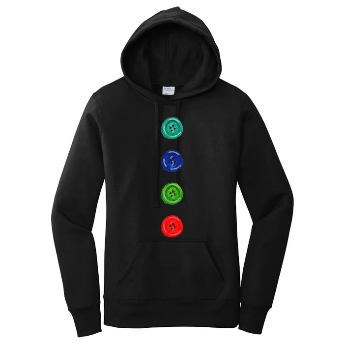 Four Groovy Buttons Blue Cat Women's Pullover Hoodie