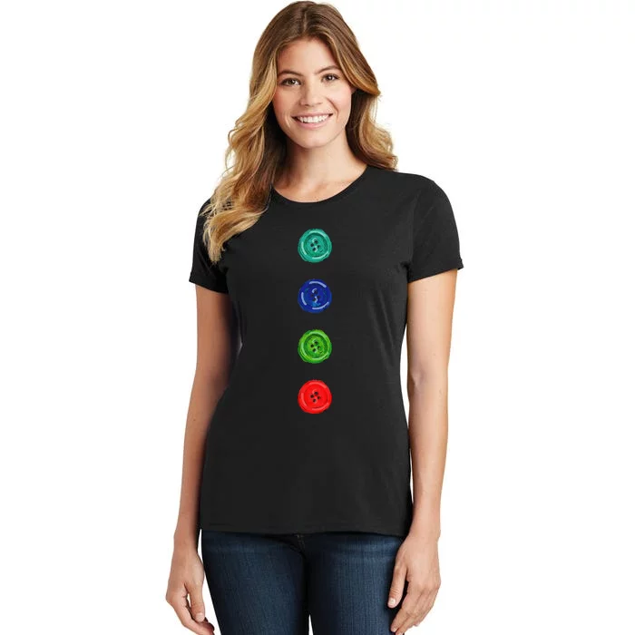 Four Groovy Buttons Blue Cat Women's T-Shirt