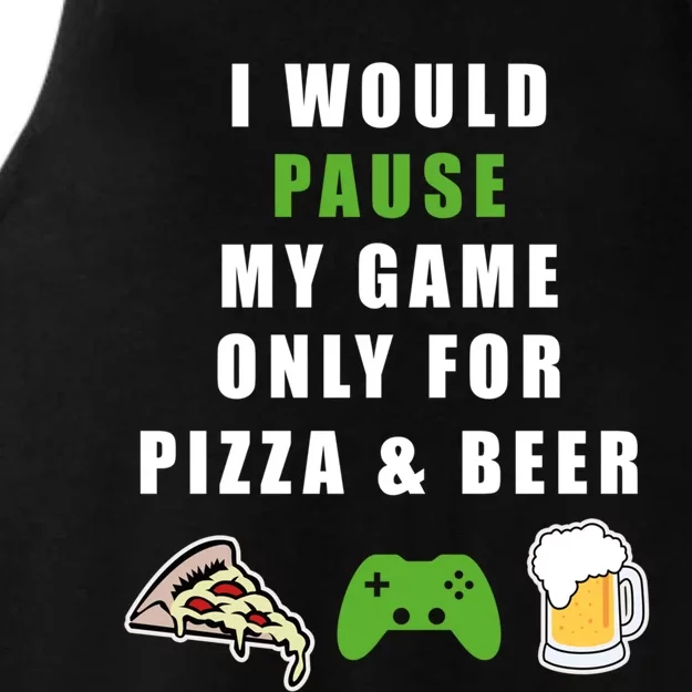 Funny Gaming Beer And Pizza Tee Gift Gamer Video Games Tee Meaningful Gift Ladies Tri-Blend Wicking Tank