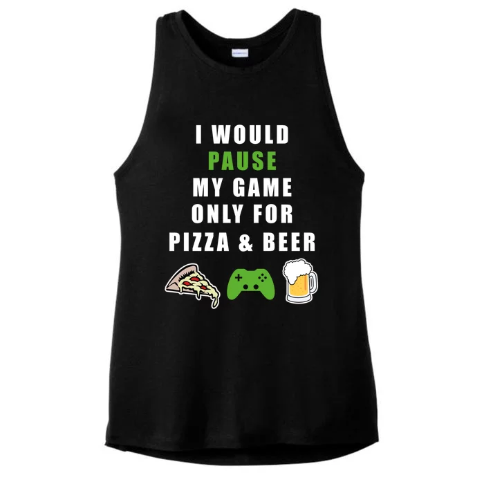 Funny Gaming Beer And Pizza Tee Gift Gamer Video Games Tee Meaningful Gift Ladies Tri-Blend Wicking Tank