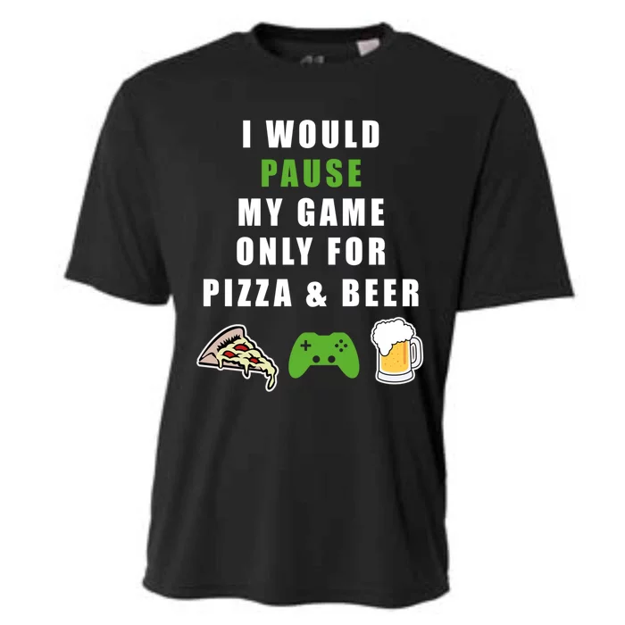 Funny Gaming Beer And Pizza Tee Gift Gamer Video Games Tee Meaningful Gift Cooling Performance Crew T-Shirt