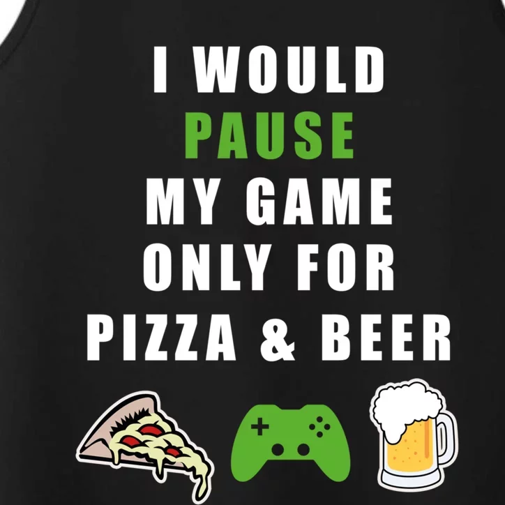 Funny Gaming Beer And Pizza Tee Gift Gamer Video Games Tee Meaningful Gift Performance Tank