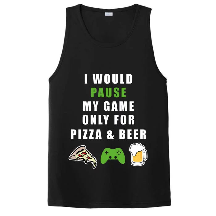 Funny Gaming Beer And Pizza Tee Gift Gamer Video Games Tee Meaningful Gift Performance Tank