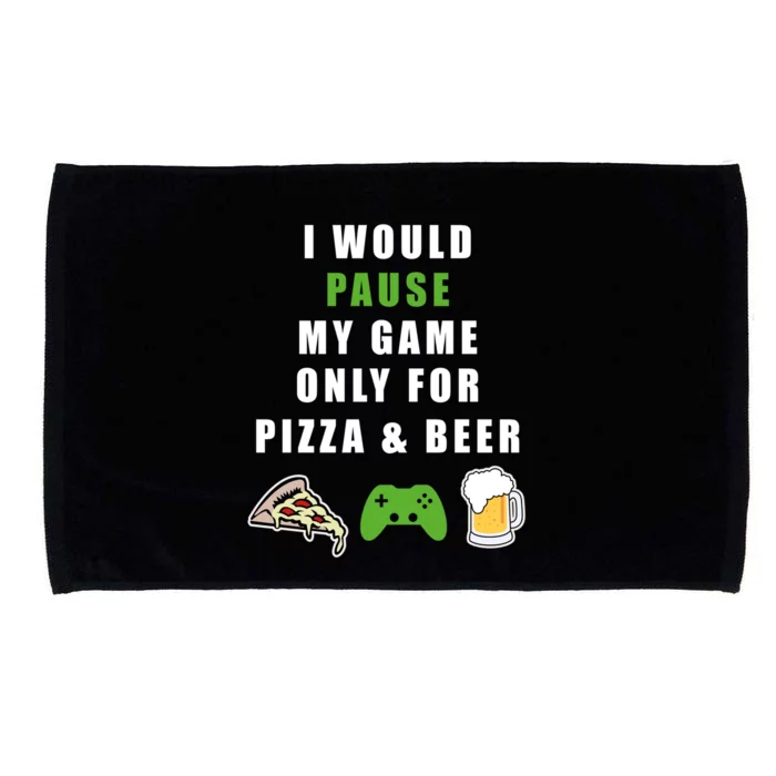 Funny Gaming Beer And Pizza Tee Gift Gamer Video Games Tee Meaningful Gift Microfiber Hand Towel