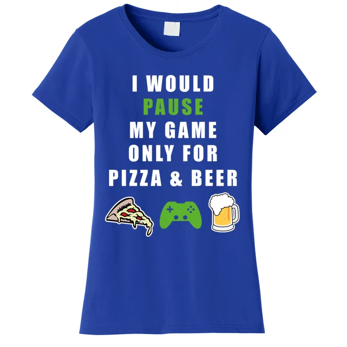 Funny Gaming Beer And Pizza Tee Gift Gamer Video Games Tee Meaningful Gift Women's T-Shirt