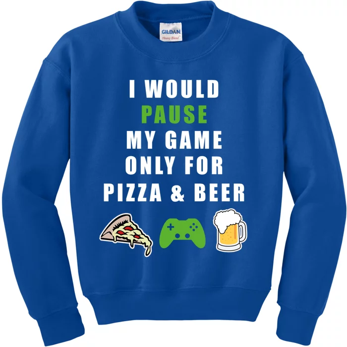 Funny Gaming Beer And Pizza Tee Gift Gamer Video Games Tee Meaningful Gift Kids Sweatshirt