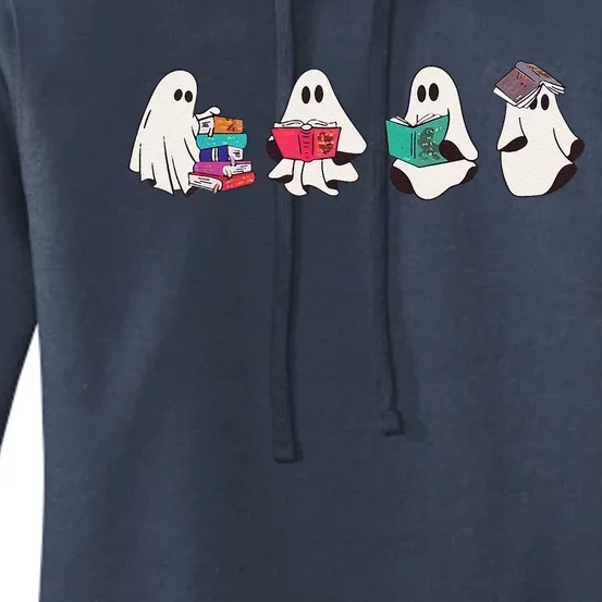 Funny Ghost Book Reading Halloween Books Lover Teacher Women's Pullover Hoodie